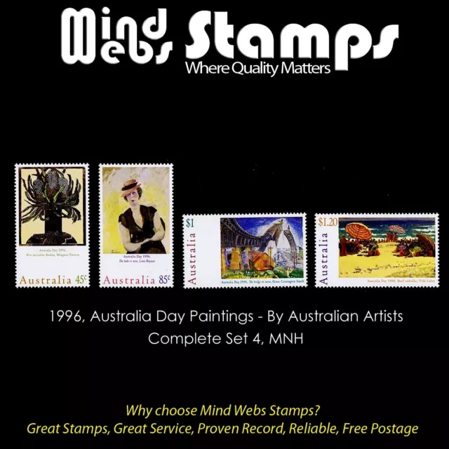 Australian Decimal Stamps, 1996 Australia Day Paintings, Complete Set 4,  MNH