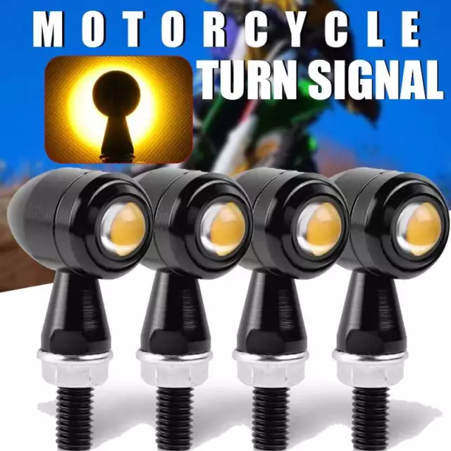 4X Motorcycle Turn Signal LED Amber Indicator Light Blinker Mini Lamp Universal