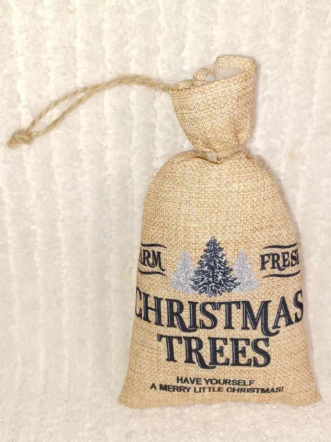 Christmas Trees Ornament Farm Fresh Burlap Look Holiday Decoration Bag Pines