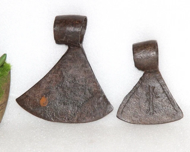 1860's Antique 2Pc Hand Forged Solid Iron Axe Head Nice Shape Original 14171