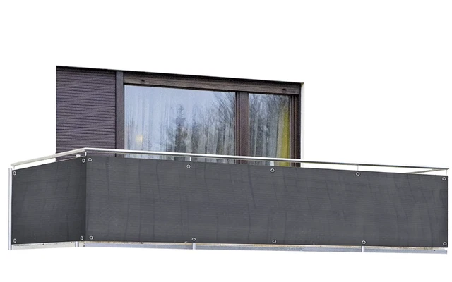Sichtschutz Mauer, zuschneidbare Sichtschutzfole in Anthrazit für Balkon ,Garten
