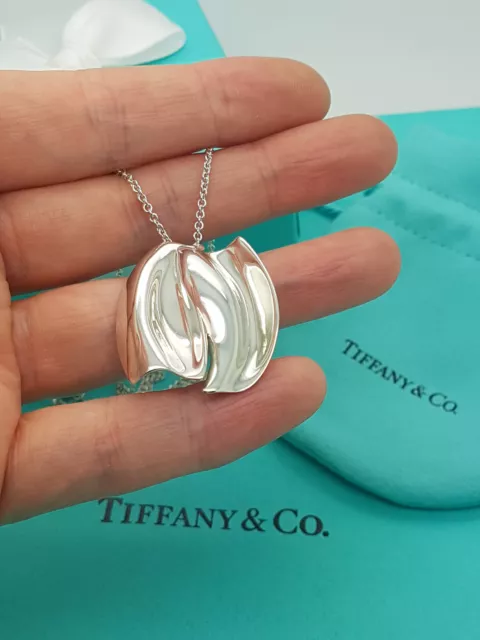 Tiffany & Co. Sehr SELTEN Silber Frank Gehry offener Fischanhänger 20" Halskette