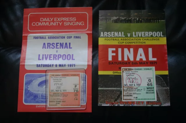 Arsenal v Liverpool 1971 FA Cup Final Programme, Ticket, Song Sheet, Coaster .