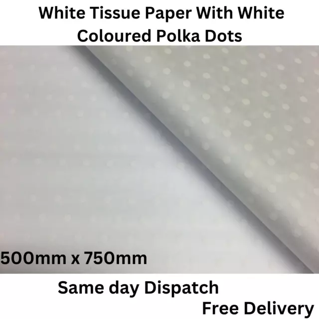 White Polka Dots Printed On White Coloured Tissue Paper Hampers