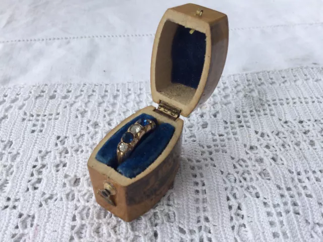 Antique Mauchline Ware Burns Cottage Made From Banks Of Doon Gold Ring Box 1890