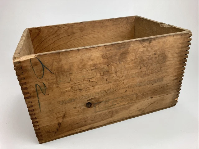 Vintage Atlas Powder Co.High Explosive Wood Dynamite Box