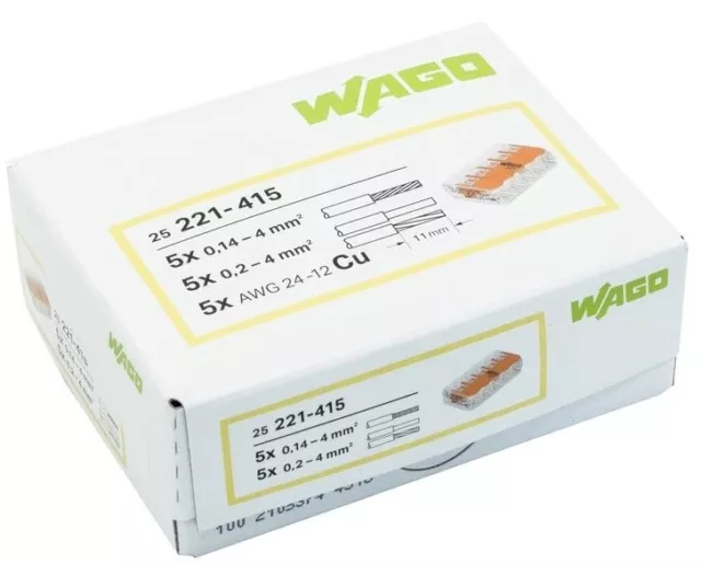 Borne de raccordement COMPACT WAGO 221-415 / 25 unités