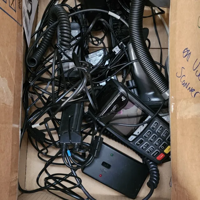 Box Of Mixed Wires. Ingenco Pin Pad And Scanner. All Untested