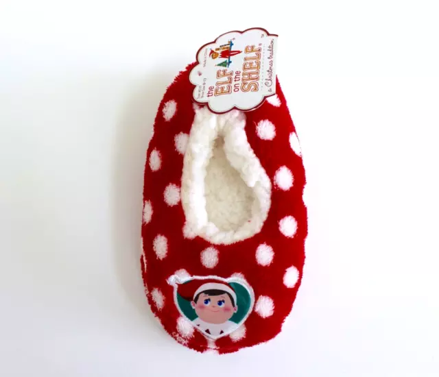 The Elf On The Shelf Fuzzy Slipper Socks Size 4T-5T - Red/White