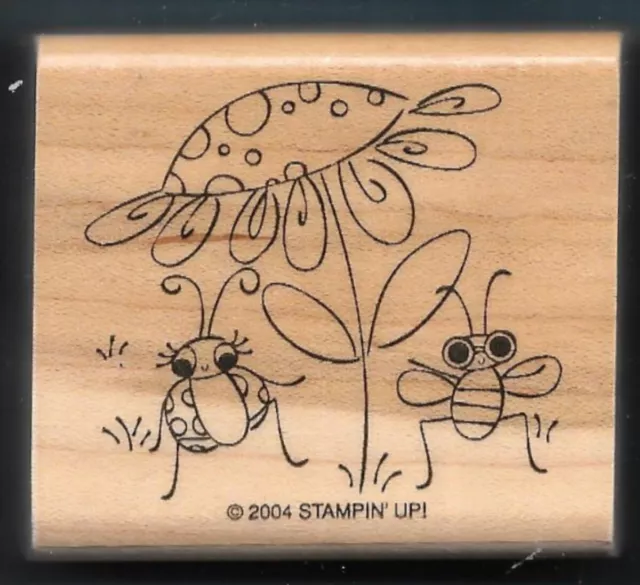 LADYBUG BEETLE SUNFLOWER SHADE Insect BUG PICNIC Stampin Up! 2004 RUBBER STAMP