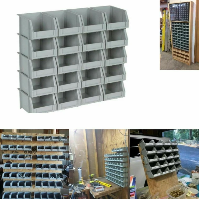 20 BIN RAIL STORAGE ORGANIZER Mount Stackable Bolts Nuts Parts Screws