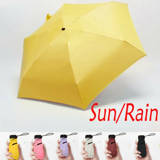 Mini Pocket Compact Umbrella Sun Anti UV 5 Folding Rain Windproof Travel
