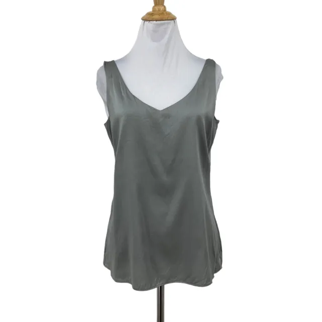 Eileen Fisher Tank Top Womens XS Silk Georgette Crepe V Neck Sleeveless Stretch
