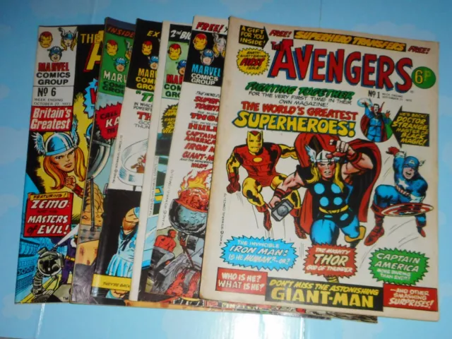 The Avengers # 1, 2 , 3 , 4 , 5 , 6 .Uk Marvel 1St App, Dr Strange, Kang, Cap  .