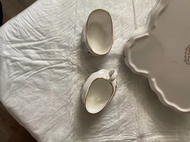 Aynsley Bone China Pembroke Strawberry Sugar And Creamer Bowl