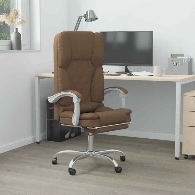 Fauteuil de massage inclinable de bureau Marron Tissu