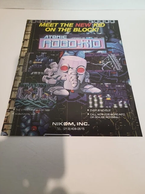 Flyer  NIKOM,ATOMIC ROBO-KID   Arcade Video Game advertisement original see pic