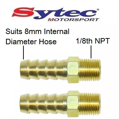 2 X Sytec Poussoir Tuyau Laiton Unions - 1/8 Npt / 8mm Queue - Pour FACET Tennis