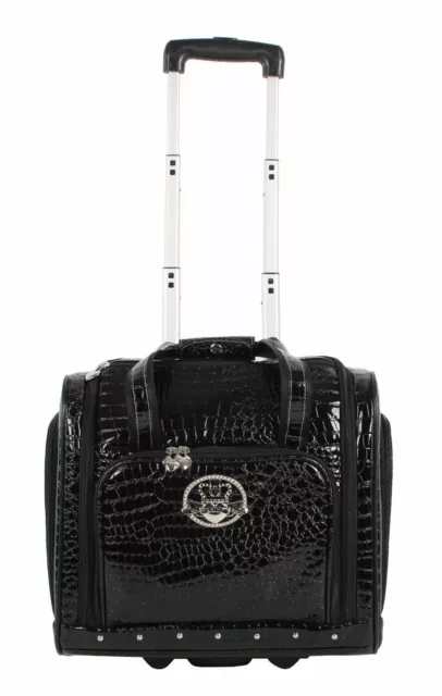 Kathy Van Zeeland Croco PVC Underseat Luggage-15 Inch Carry On with 2 Spinner