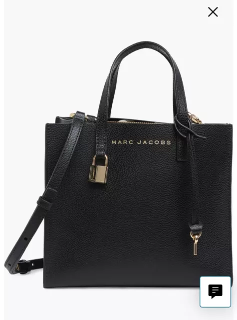 MARC JACOBS Mini Grind Coated Leather Tote/Crossbody in black