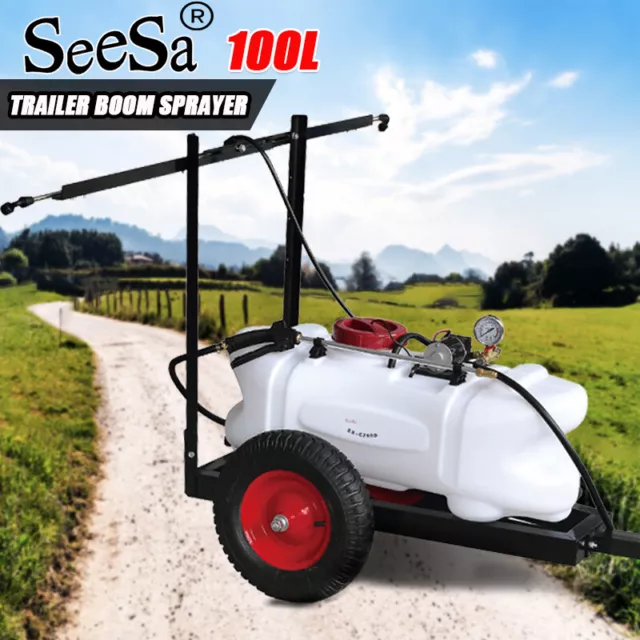 SeeSa 100L ATV Weed Sprayer With Trailer Spray Tank 1.5M Boom Chemical Farm Pump