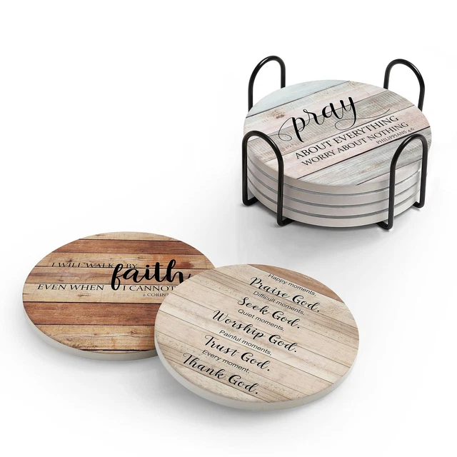 COASTERS FOR DRINKS with Bible Verses, Set of 6 Absorbent Drinks ...