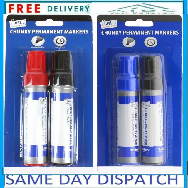 Jumbo Chisel Tip Permanent Chunky Marker Pack Of 2 Large  7Mm Nib Quick Dry