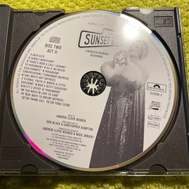 Andrew Lloyd Webber's Sunset Boulevard starring Glenn Close Musik CD🔝1994 Samm 3