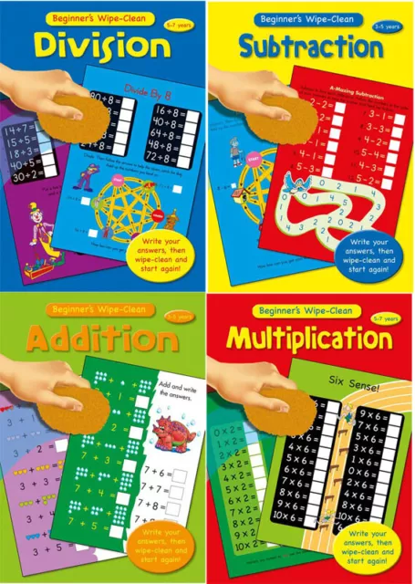 Kids Learning Books Maths Numbers Book Wipe Clean Pages Fast Shipping