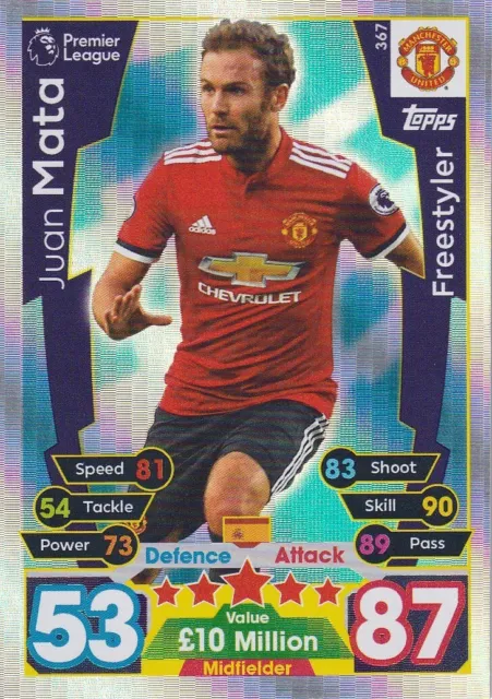 2017-18 Topps Match Attax Premier League #367 Juan Mata Manchester United