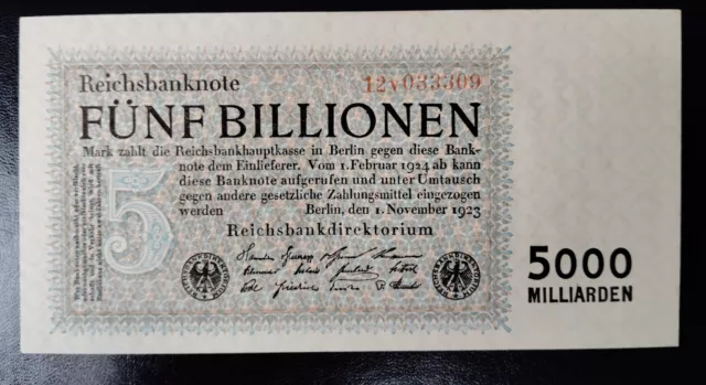 GERMANY/DEUTSCHLAND 5 BILLIONEN MARK 1923 R.127c AU! 3