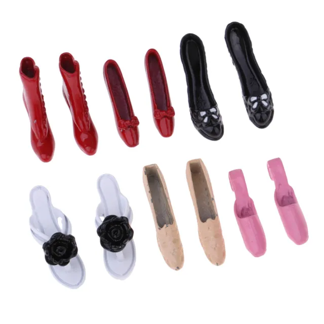 6 Pairs Miniature Accessories Colorful High Heel Shoes 1/12 Dollhouse Decoration