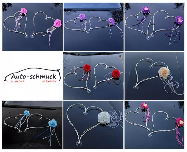 DEKORIERT RATAN HERZEN Auto Schmuck Braut Paar Rose Deko Dekoration Hochzeit