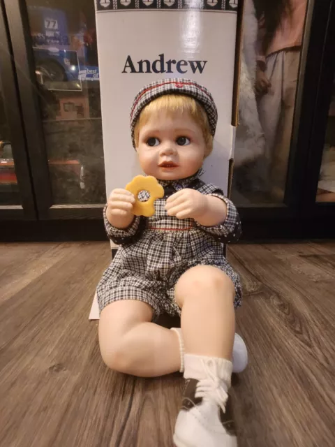 1991 The Hamilton Collection Andrew Porcelain Doll by Connie Walser Derek