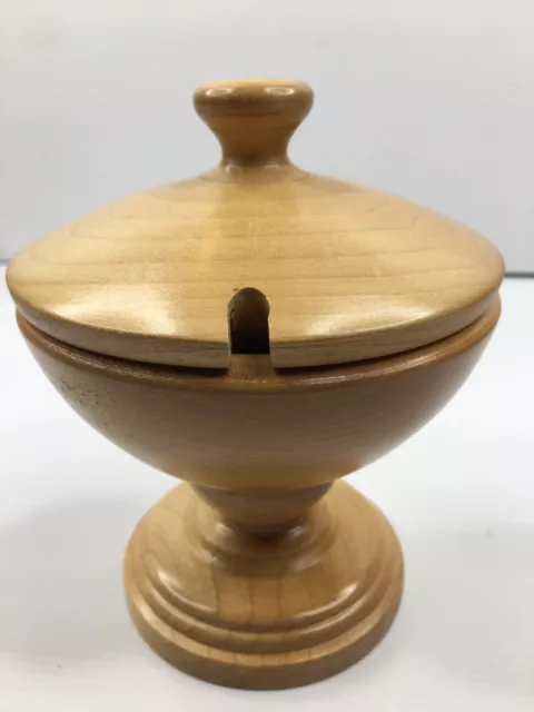 HANDCRAFTED TASMANIAN Carved MAPLE WOODEN SUGAR BOWL WITH LID Collectable