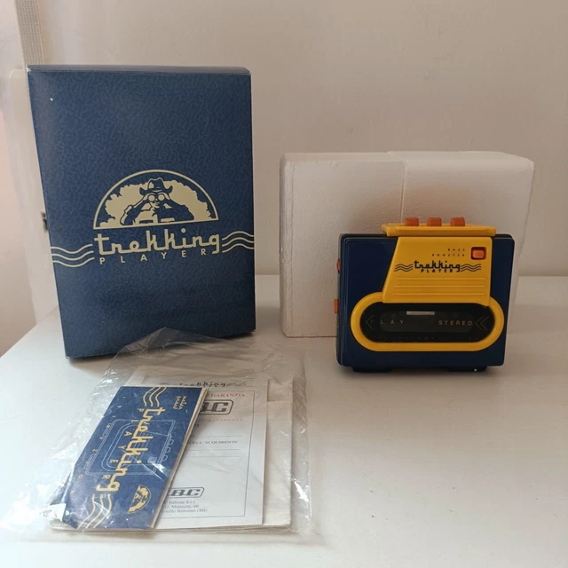 Walkman Enfant TREKKING – Lecteur Cassette Vintage, Fonctionne, Bleu/jaune, Rétro