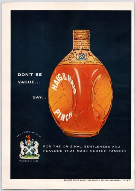 1950s~Haig & Haig~DON'T BE VAGUE~Blended Scotch Whisky~Vintage Print Art Ad