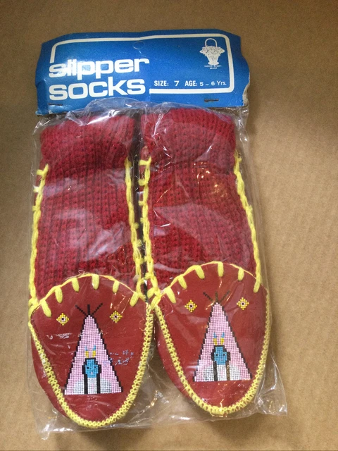 Pantofole vintage marroni Wigwam per bambini - taglia 7 (5-6 anni)