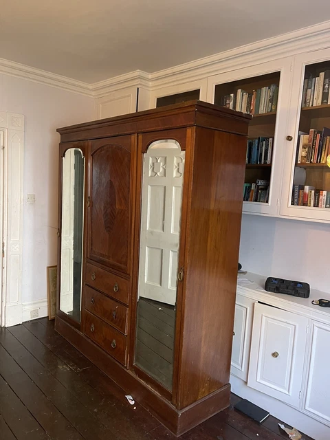 Antique Wardrobe Mahogany Edwardian Mirrored