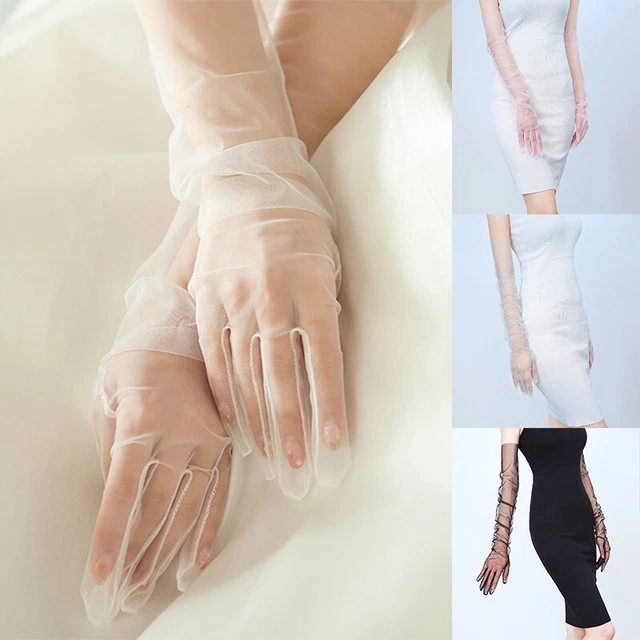 Guanti Donna Dito Pizzo Pizzo Abito Tulle Matrimonio Festa Sposa Guanti Lunghi Nuovi