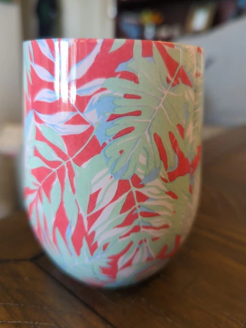 Swig Life stemless Hot Cold Stainless Steel wine Tumbler 3x Insulated pink palms