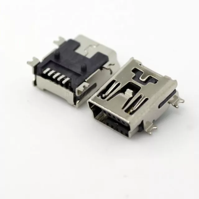 2 Pcs Mini USB Type B Female 5-Pin SMT SMD Socket Jack Connector Port PCB Board