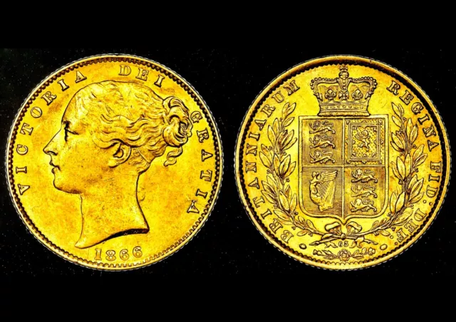 1866 Queen Victoria Great Britain London Mint Gold Sovereign