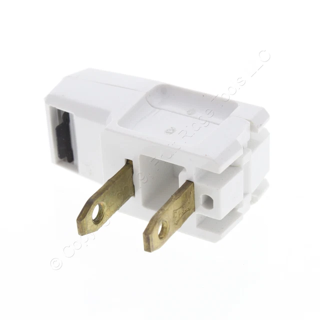 New Eagle White Plug Right Angle Side Mount 15A 125V Non-Polarized 1-15P BP2600W