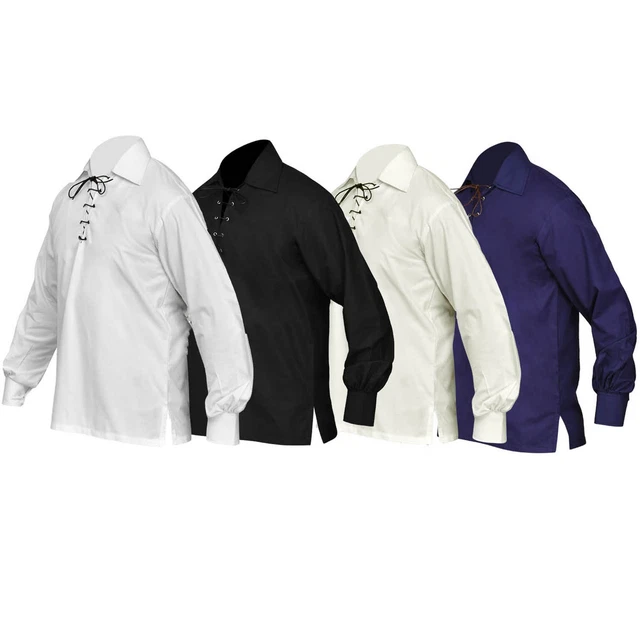 Camicia Scozzese Jacobite In Pelle Stile Ghillie, Con Lacci, Taglie S - Foto 4