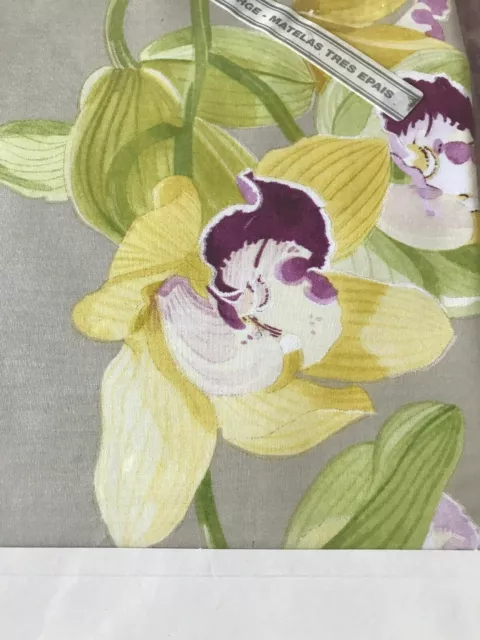 $885+tax YVES DELORME MATA LIN KING FLAT SHEET 2 SHAM SET ORCHID ORIENTAL FLOWER