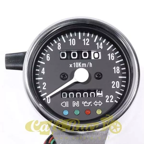 Compteur Kilométrique 60mm Universel Chrome Bas De Noir Voyants LED pour Moto