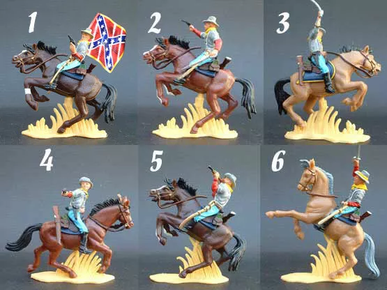 DSG Mounted Confederate Cavalry - Britains Herald - 54mm Painted Plastic