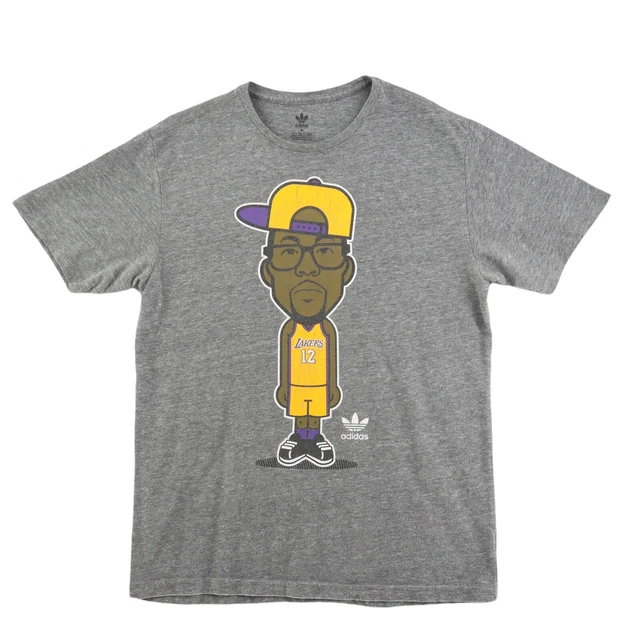 Adidas Adult Tshirt Size Medium in Gray Los Angeles Lakers #12 Dwight Howard