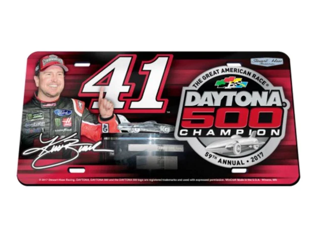 Kurt Busch #41 2017 Daytona 500 Champion Crystal Mirror License Plate Cover